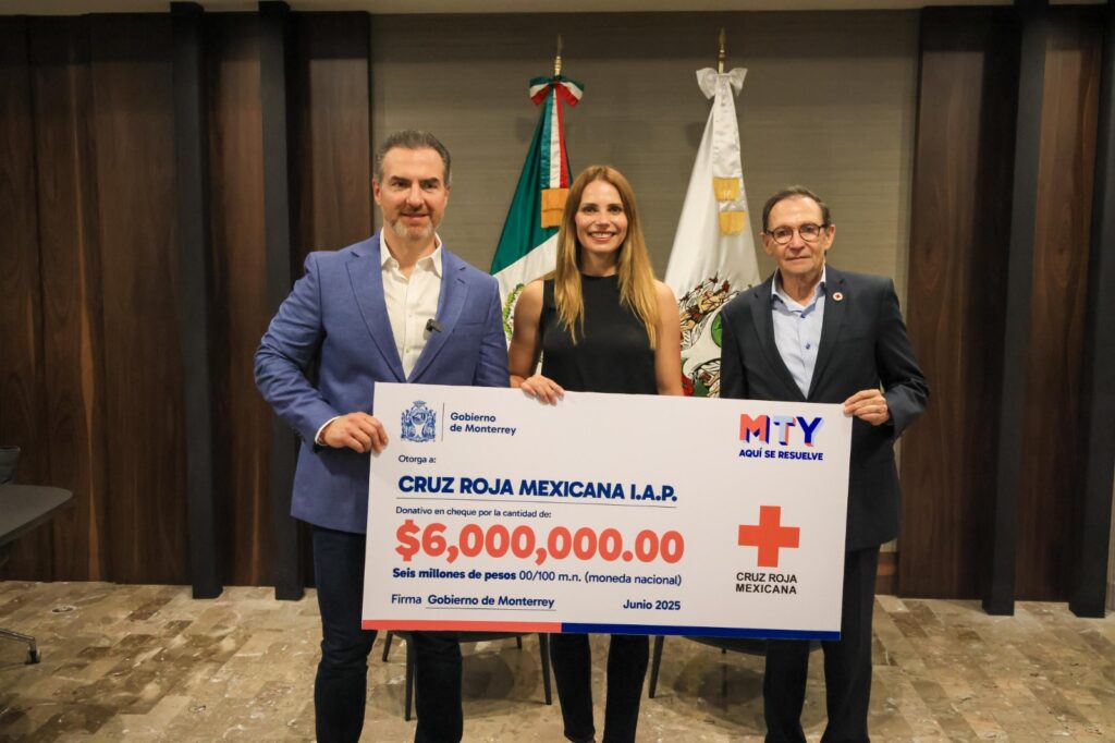 Entrega Municipio de Monterrey donativo anual por 6 mdp a la Cruz Roja