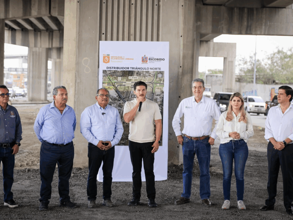 Supervisa Gobernador obras en Distribuidor Vial Triángulo del Norte en Escobedo