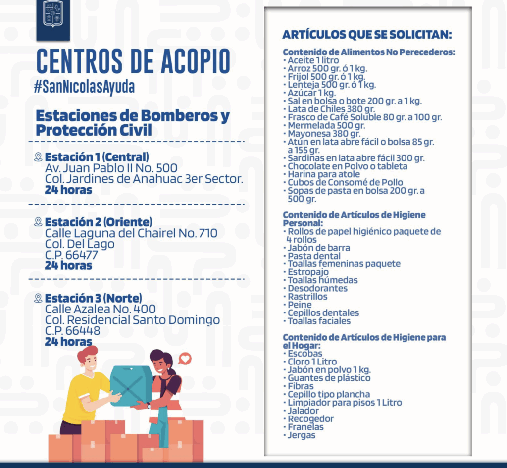 Habilita San Nicolás centros de acopio para apoyar a Veracruz